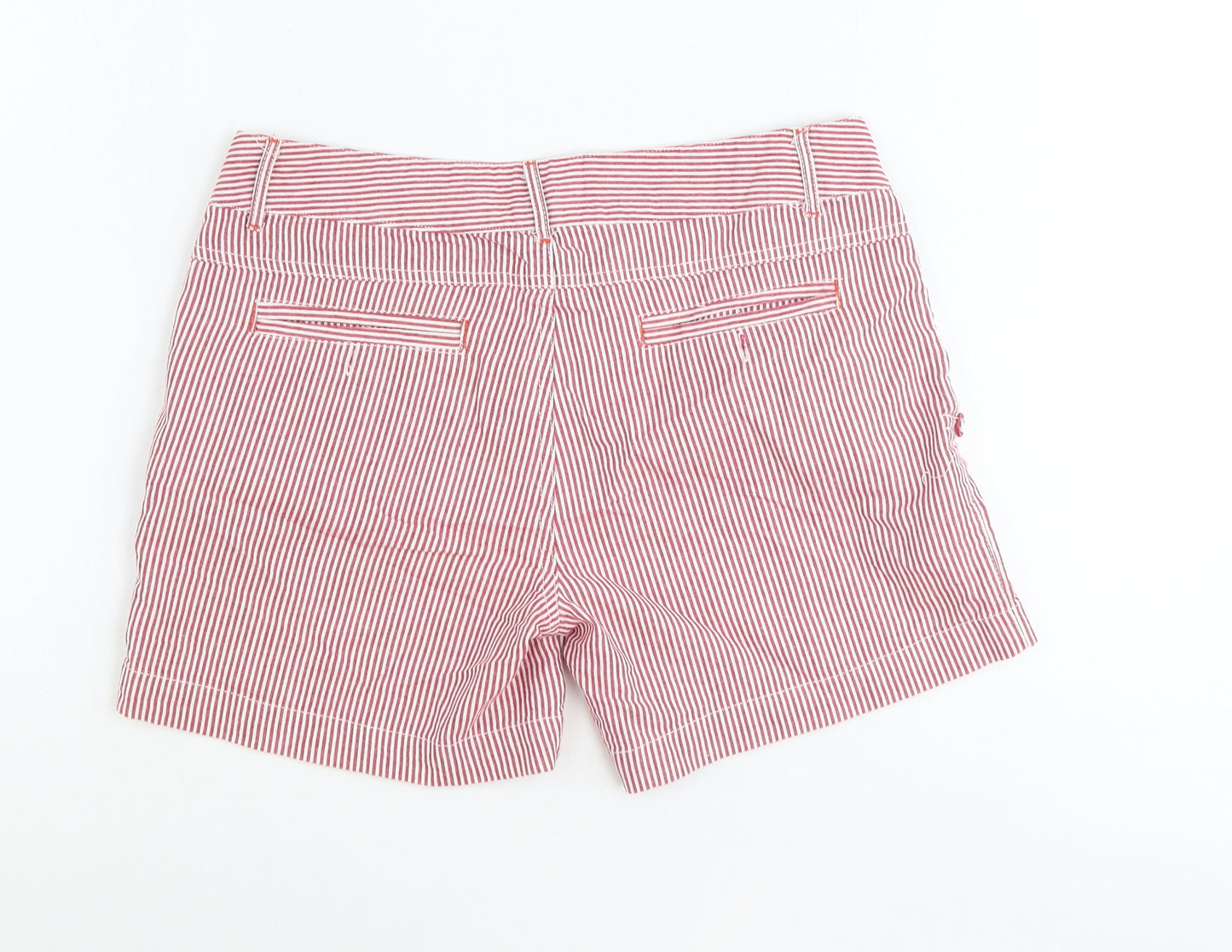 Denim & Co. Womens Red Striped Cotton Mom Shorts Size 10 Regular Zip