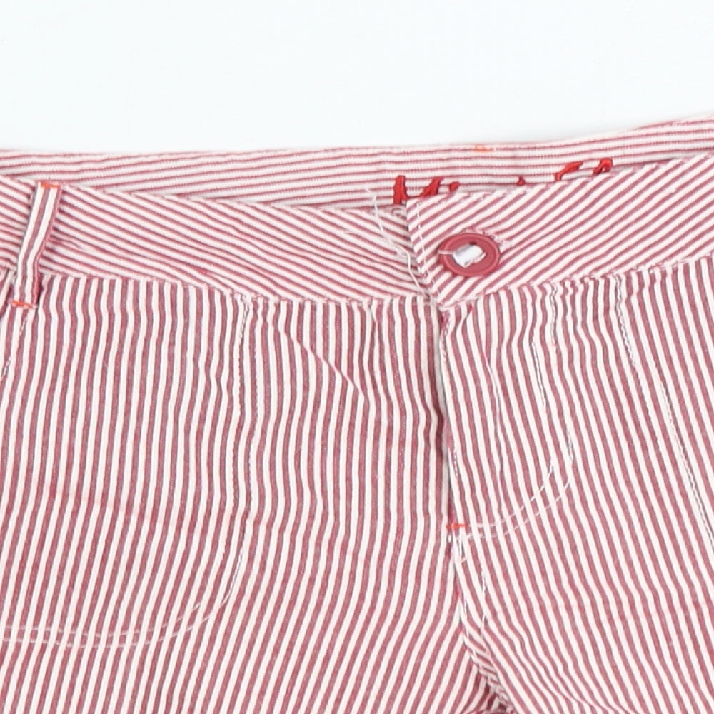Denim & Co. Womens Red Striped Cotton Mom Shorts Size 10 Regular Zip