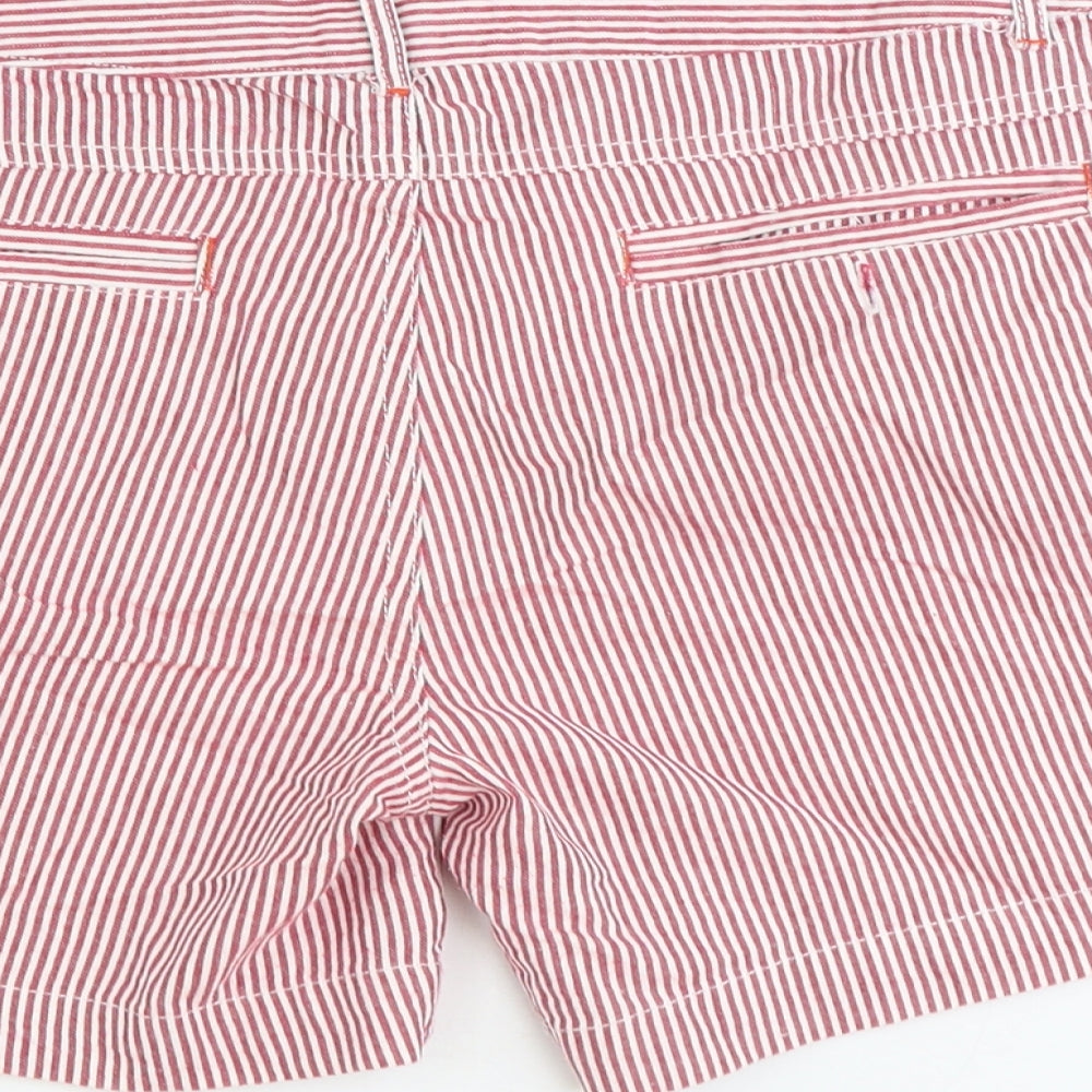 Denim & Co. Womens Red Striped Cotton Mom Shorts Size 10 Regular Zip