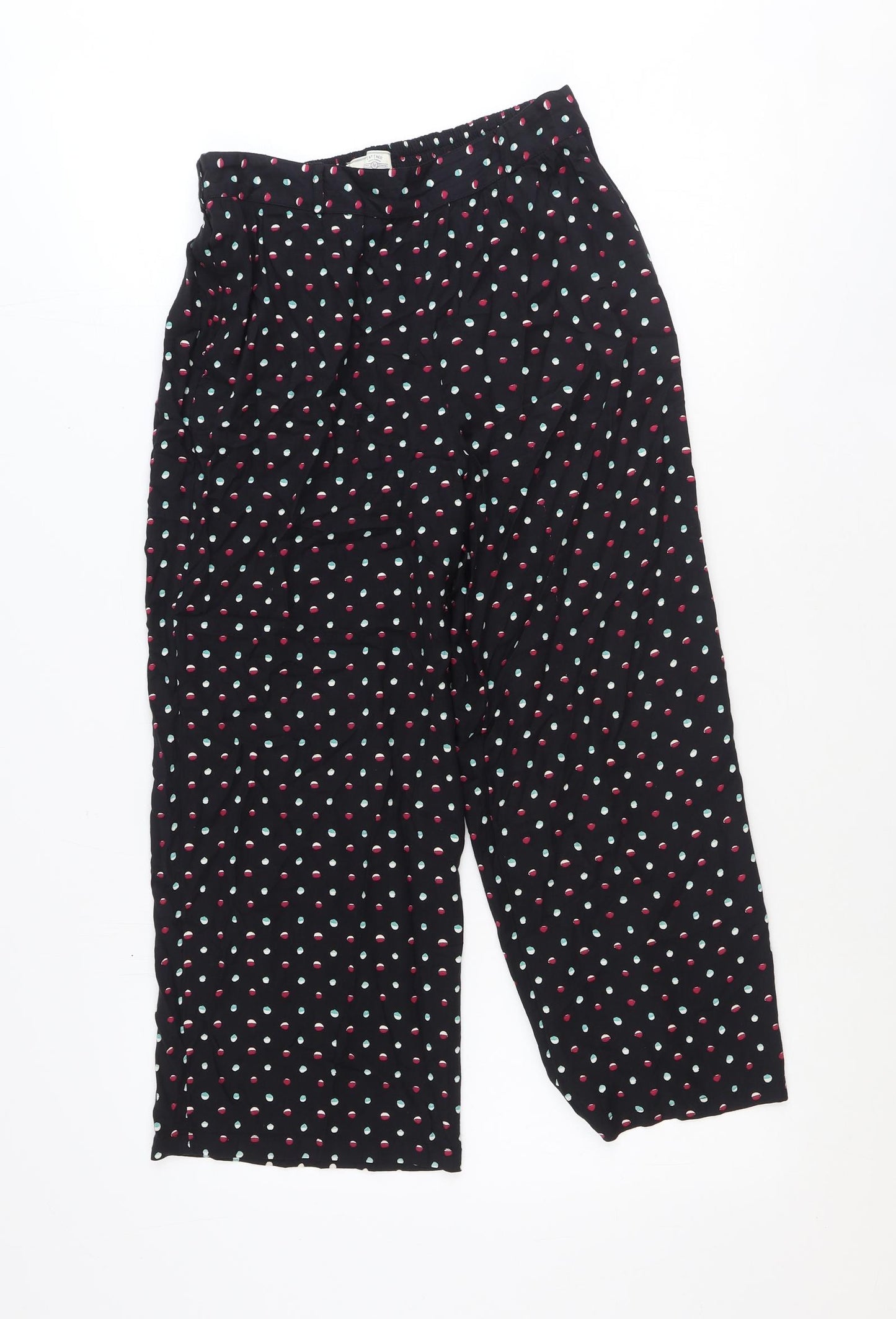 Fat Face Womens Black Geometric Viscose Trousers Size 10 Regular