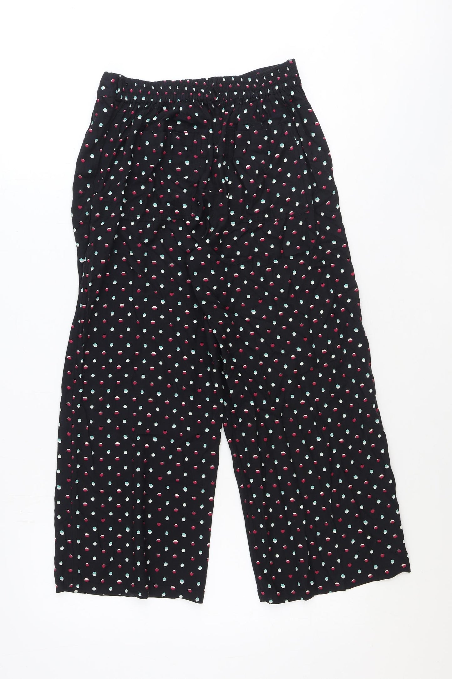 Fat Face Womens Black Geometric Viscose Trousers Size 10 Regular