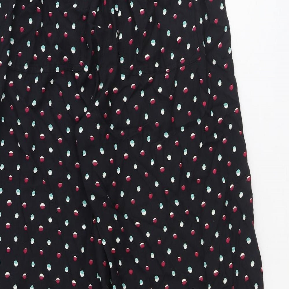 Fat Face Womens Black Geometric Viscose Trousers Size 10 Regular