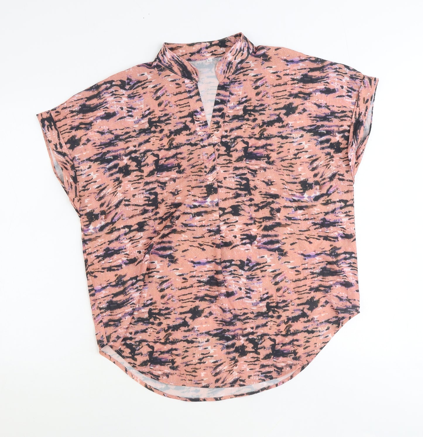 Preworn Womens Multicoloured Polyester Basic Blouse Size L V-Neck
