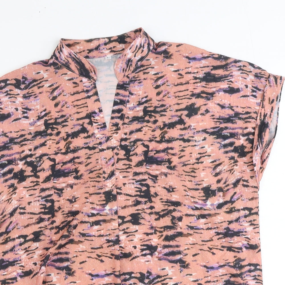 Preworn Womens Multicoloured Polyester Basic Blouse Size L V-Neck