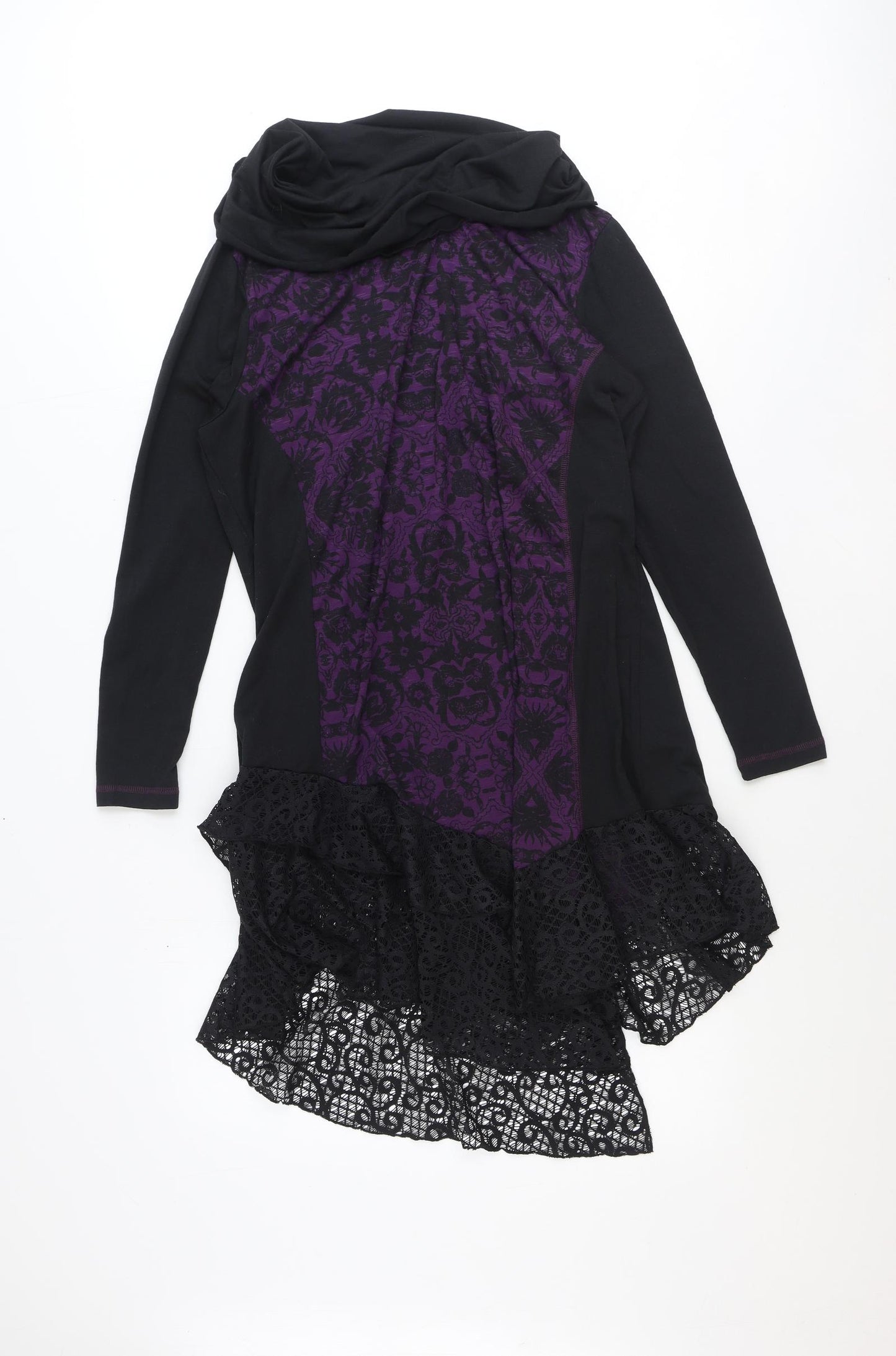 Joe Browns Womens Purple Polyester Jumper Dress Size 16 Cowl Neck Pullover