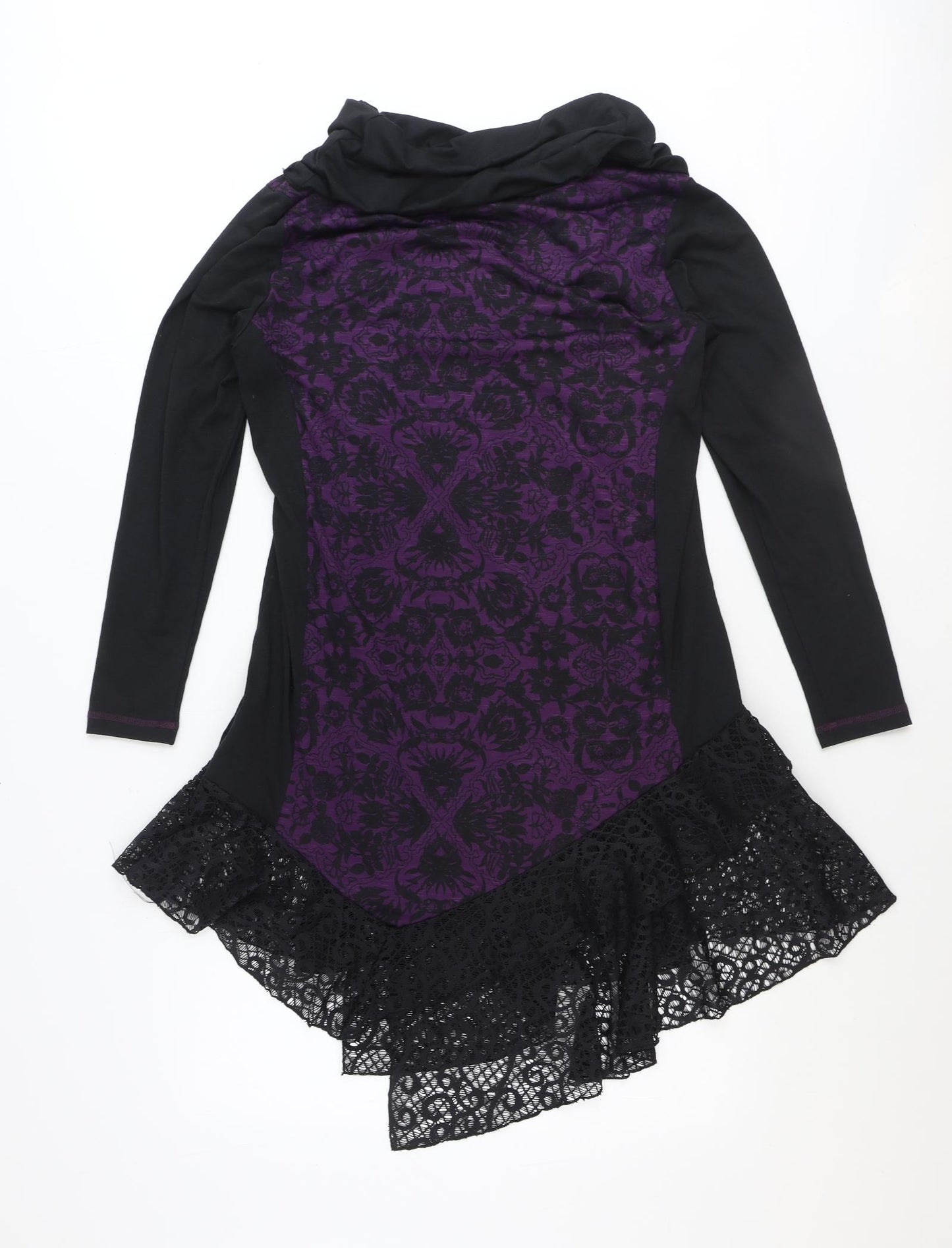 Joe Browns Womens Purple Polyester Jumper Dress Size 16 Cowl Neck Pullover