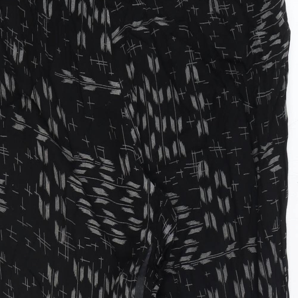 TIGI Womens Black Geometric Viscose Harem Trousers Size 14 Regular