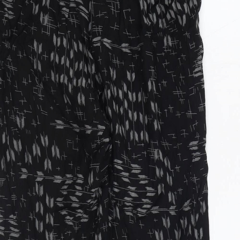 TIGI Womens Black Geometric Viscose Harem Trousers Size 14 Regular