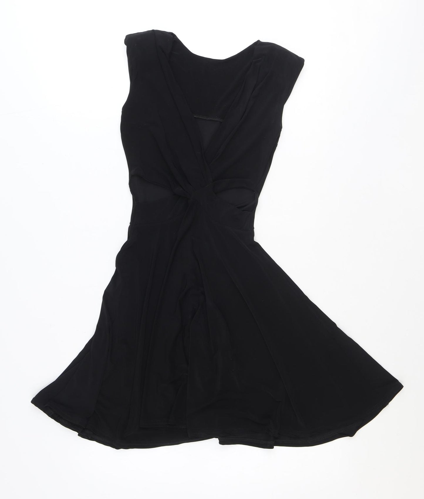 Preworn Womens Black Polyester A-Line Size 8 V-Neck Pullover
