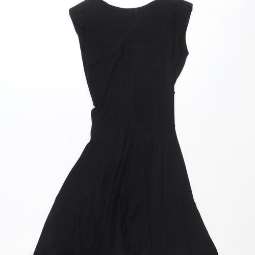Preworn Womens Black Polyester A-Line Size 8 V-Neck Pullover