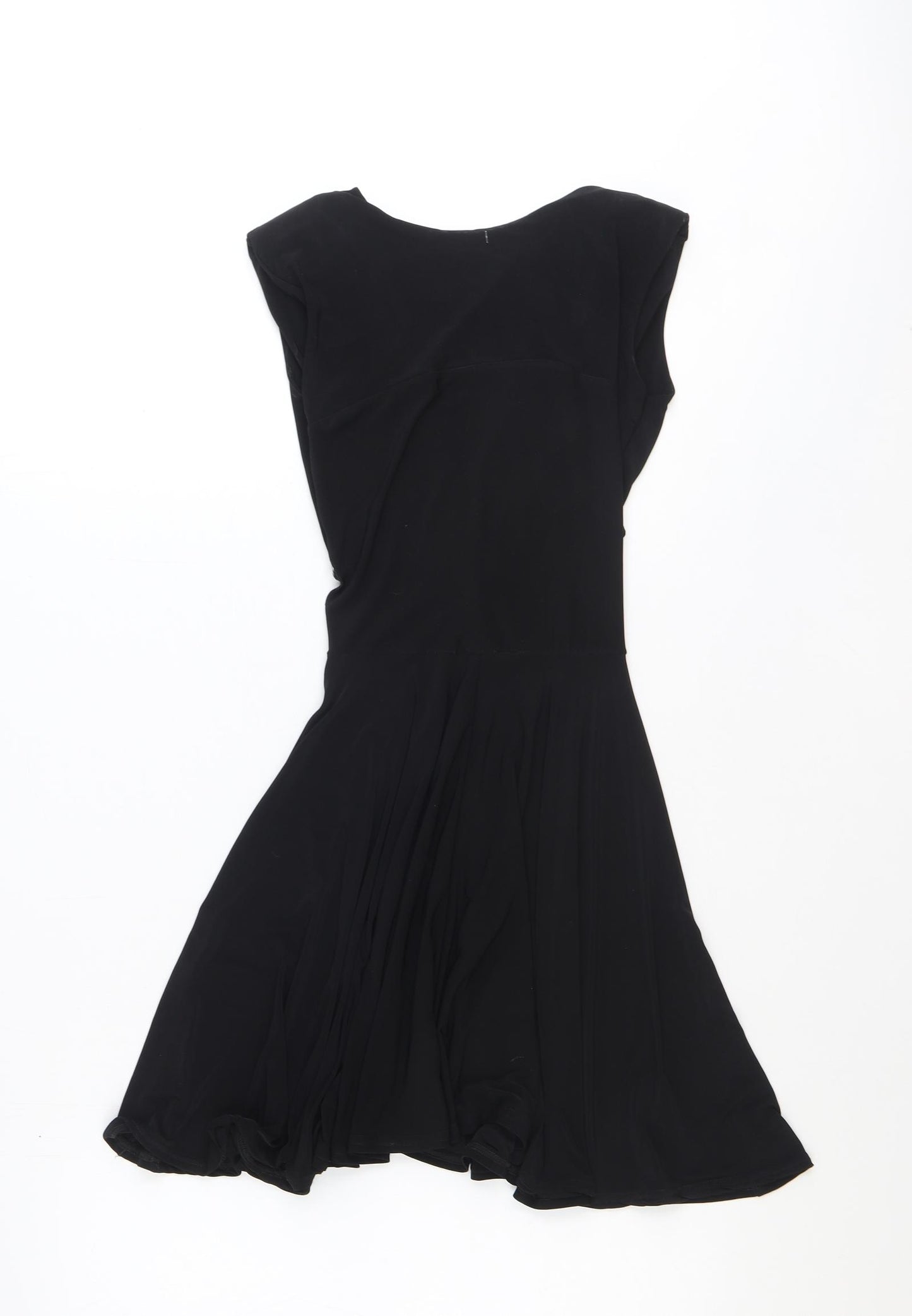 Preworn Womens Black Polyester A-Line Size 8 V-Neck Pullover