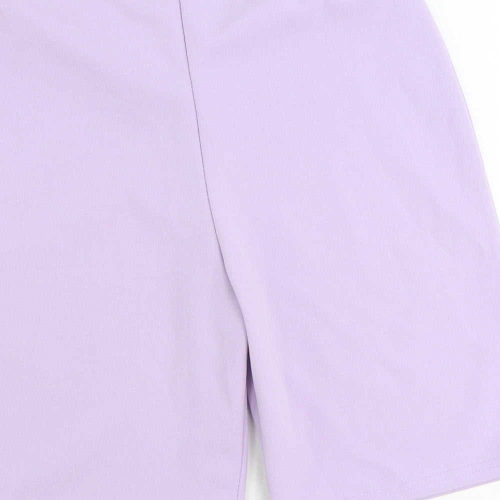 PRETTYLITTLETHING Womens Purple Polyester Sweat Shorts Size S Regular Pull On
