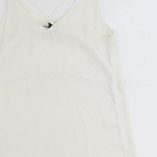 Dorothy Perkins Womens White Viscose Basic Tank Size 10 V-Neck