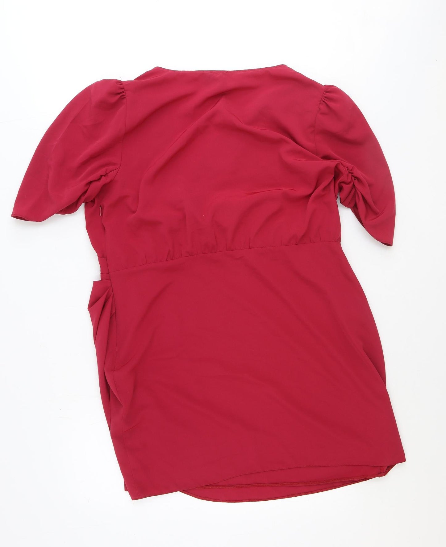 ASOS Womens Red Polyester A-Line Size 18 V-Neck Zip
