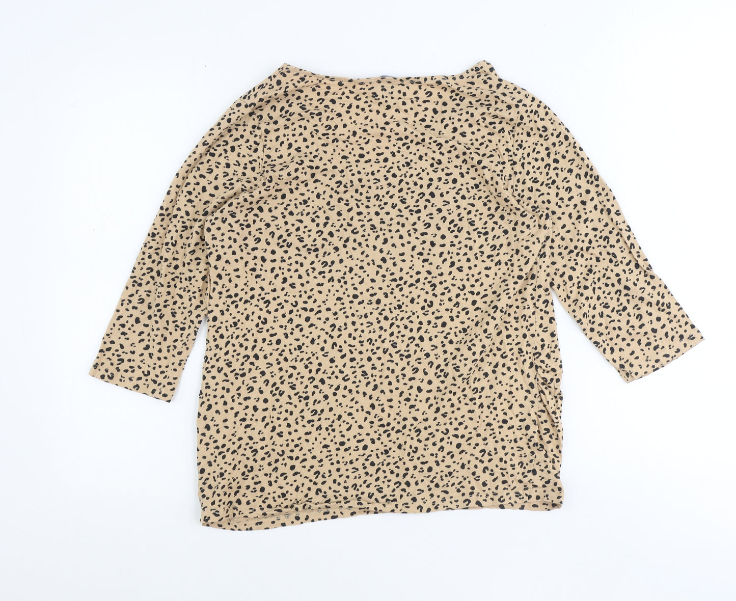 New Look Maternity Womens Brown Animal Print 100% Cotton Basic Blouse Size 14 V-Neck - Leopard Print