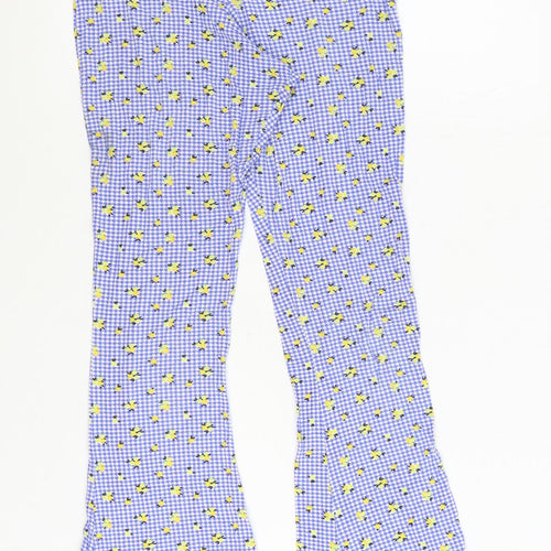 Daisy Street Womens Blue Floral Polyester Trousers Size 8 Regular
