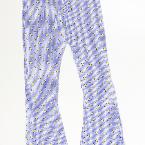 Daisy Street Womens Blue Floral Polyester Trousers Size 8 Regular