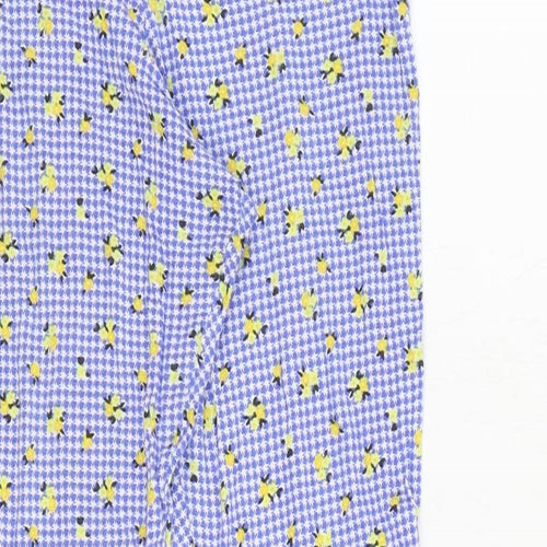 Daisy Street Womens Blue Floral Polyester Trousers Size 8 Regular