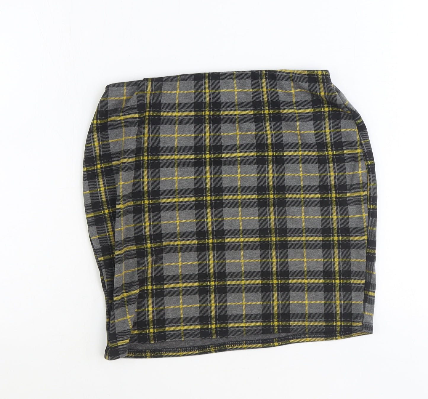 New Look Womens Black Plaid Polyester Bandage Skirt Size 12