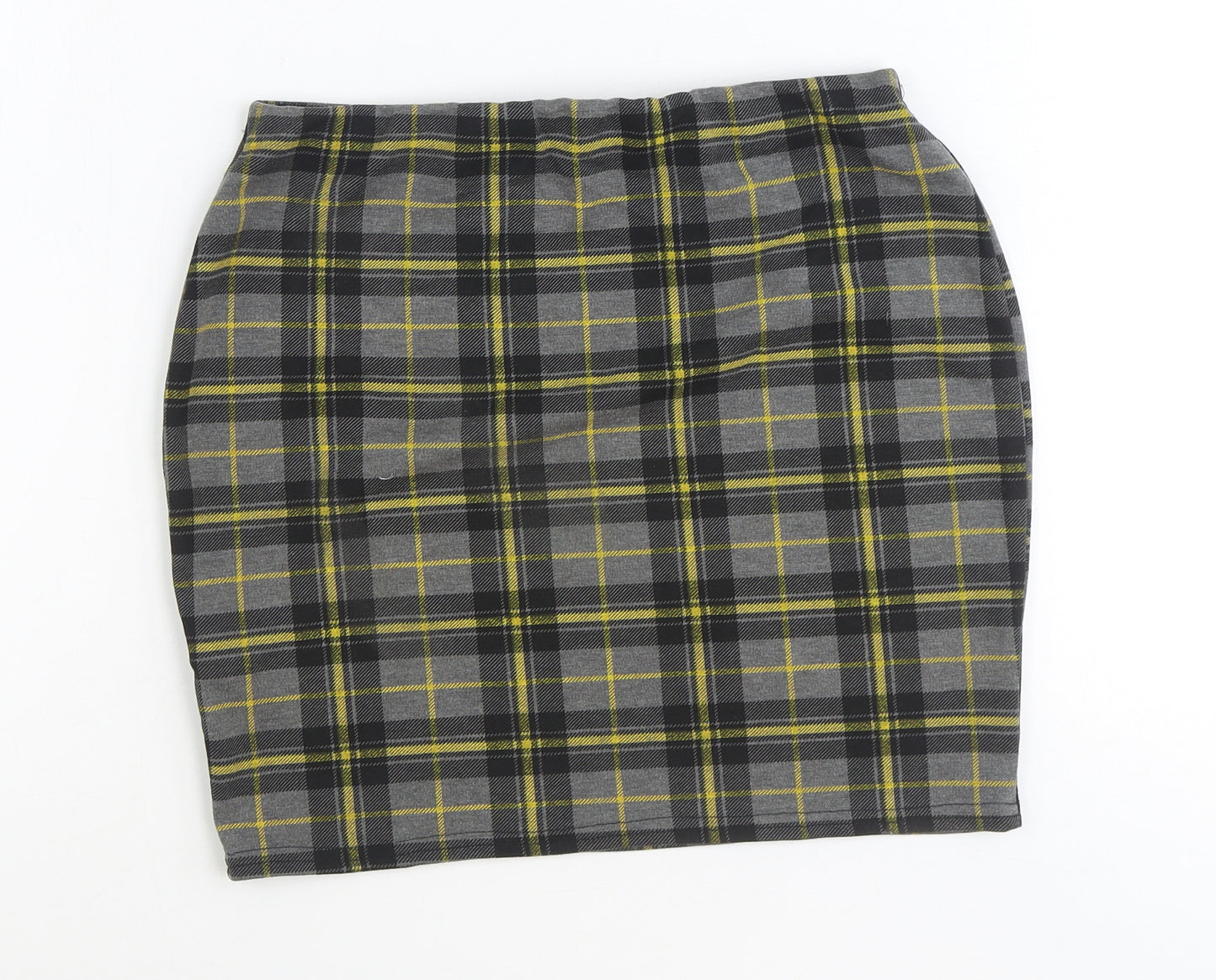 New Look Womens Black Plaid Polyester Bandage Skirt Size 12