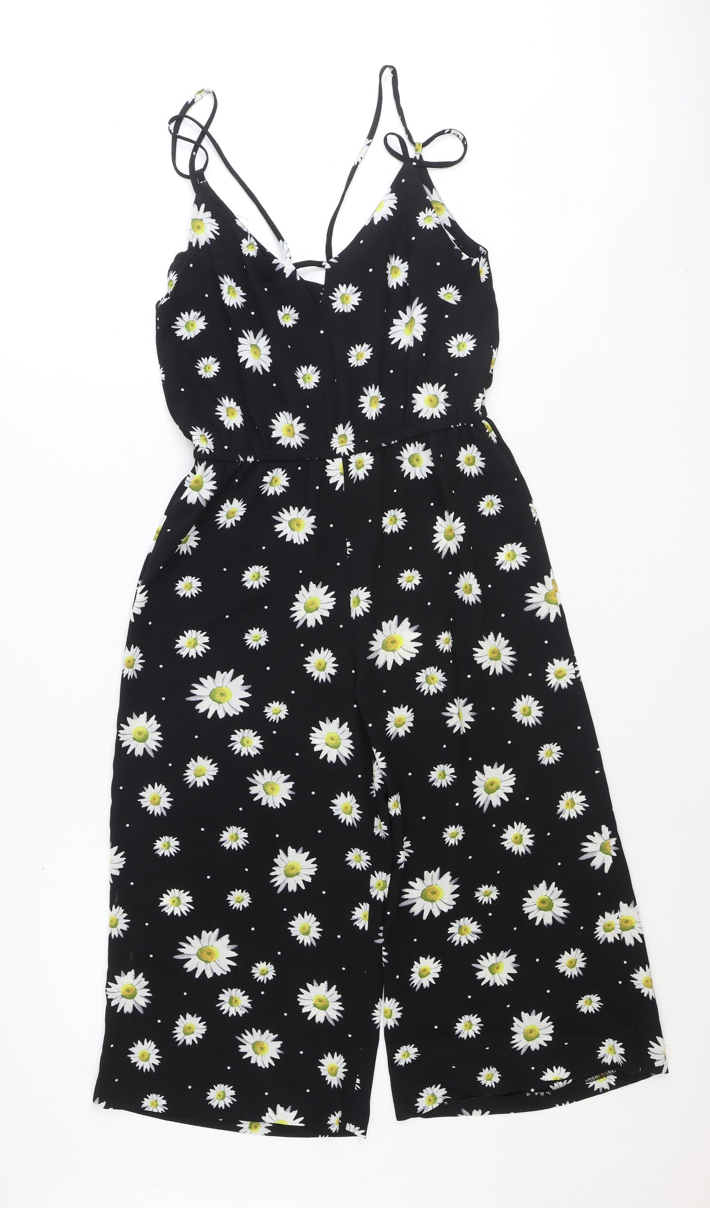 Peacocks Womens Black Floral Viscose Jumpsuit One-Piece Size 10 Pullover - Daisy