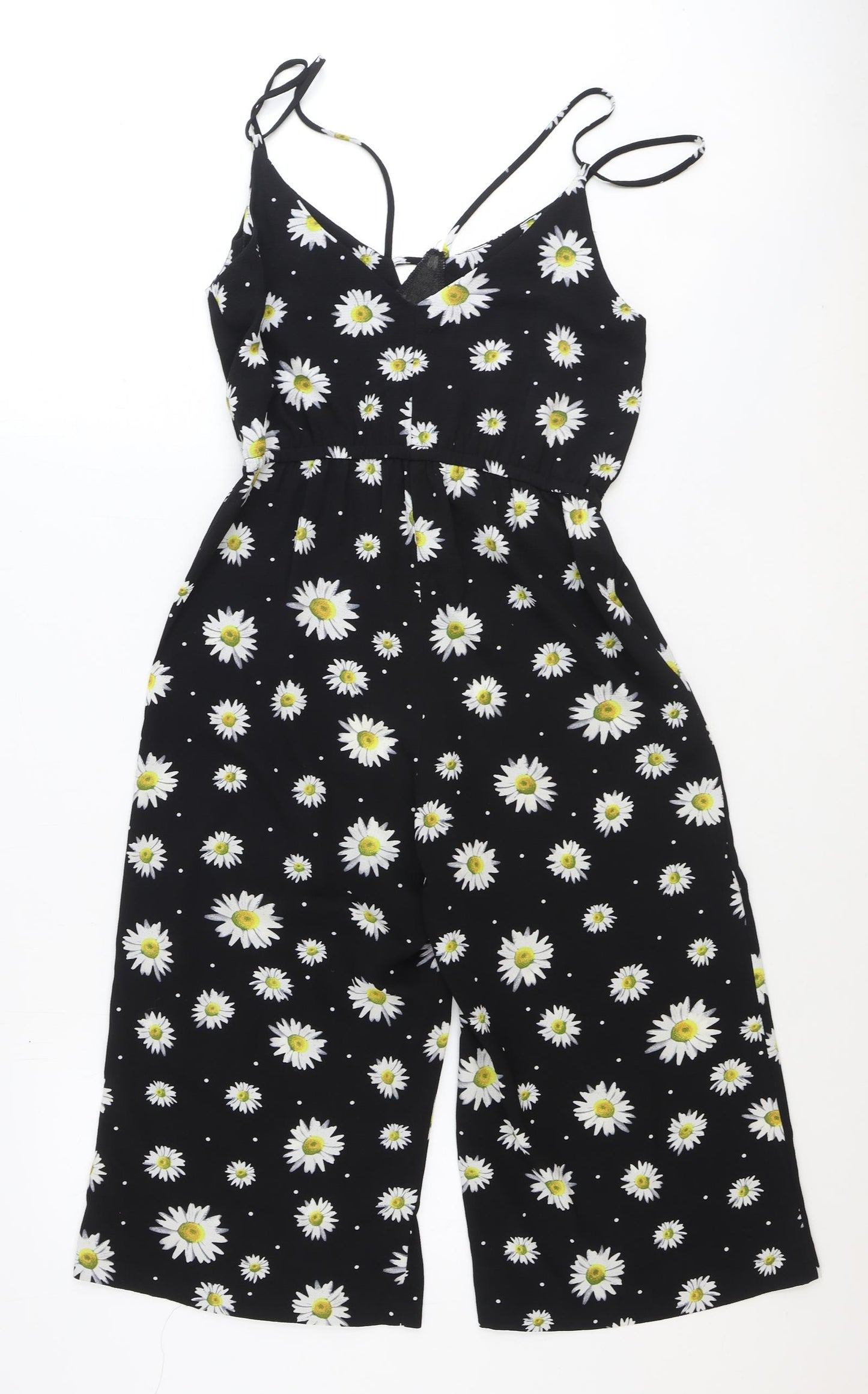 Peacocks Womens Black Floral Viscose Jumpsuit One-Piece Size 10 Pullover - Daisy