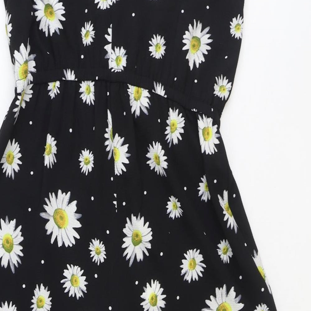 Peacocks Womens Black Floral Viscose Jumpsuit One-Piece Size 10 Pullover - Daisy