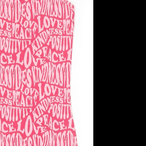 Primark Womens Pink Geometric Polyester Shift Size XS Round Neck Pullover