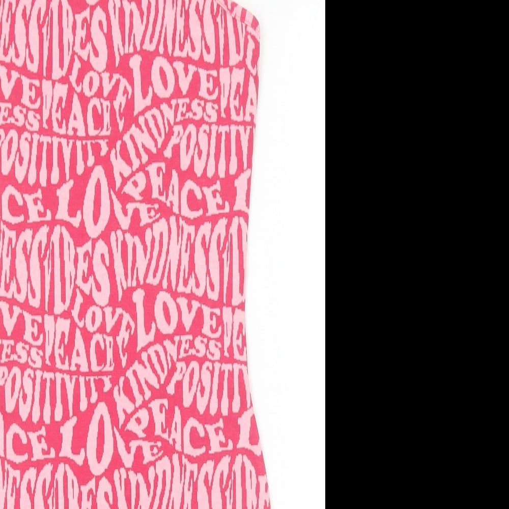 Primark Womens Pink Geometric Polyester Shift Size XS Round Neck Pullover