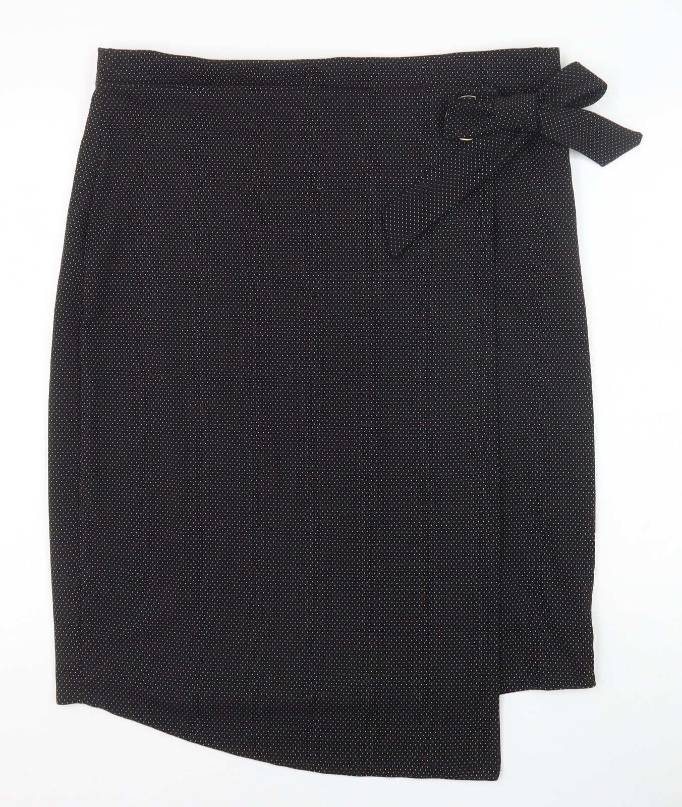 TU Womens Black Polka Dot Polyester Wrap Skirt Size 20 Tie