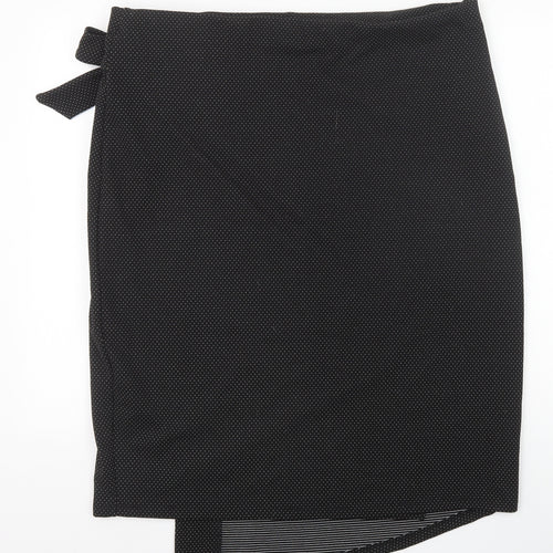 TU Womens Black Polka Dot Polyester Wrap Skirt Size 20 Tie