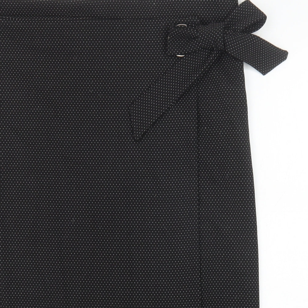 TU Womens Black Polka Dot Polyester Wrap Skirt Size 20 Tie