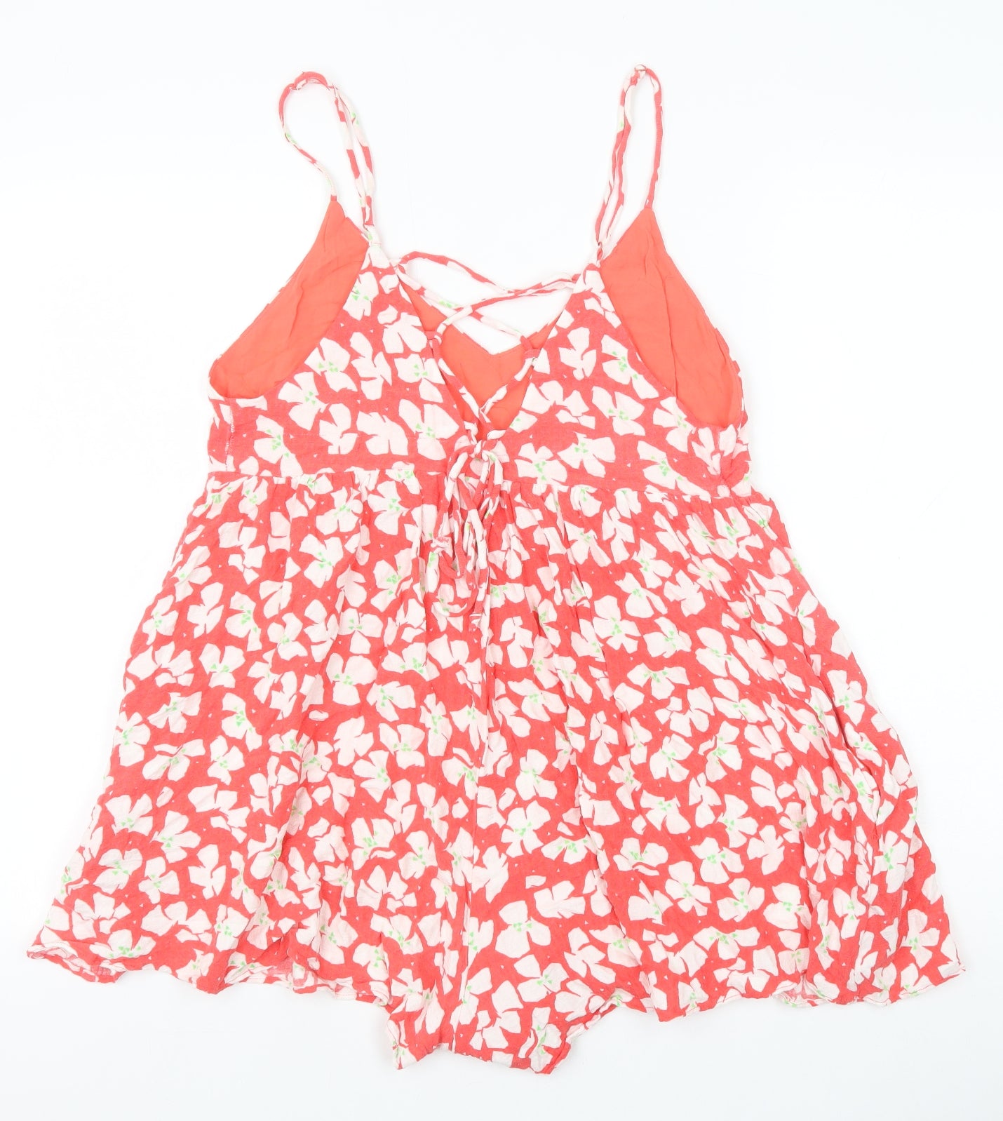 Urban Outfitters Womens Red Geometric Viscose Playsuit One-Piece Size M Tie
