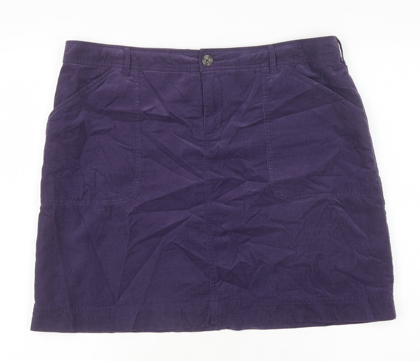 White Stuff Womens Purple Cotton Straight & Pencil Skirt Size 14 Zip