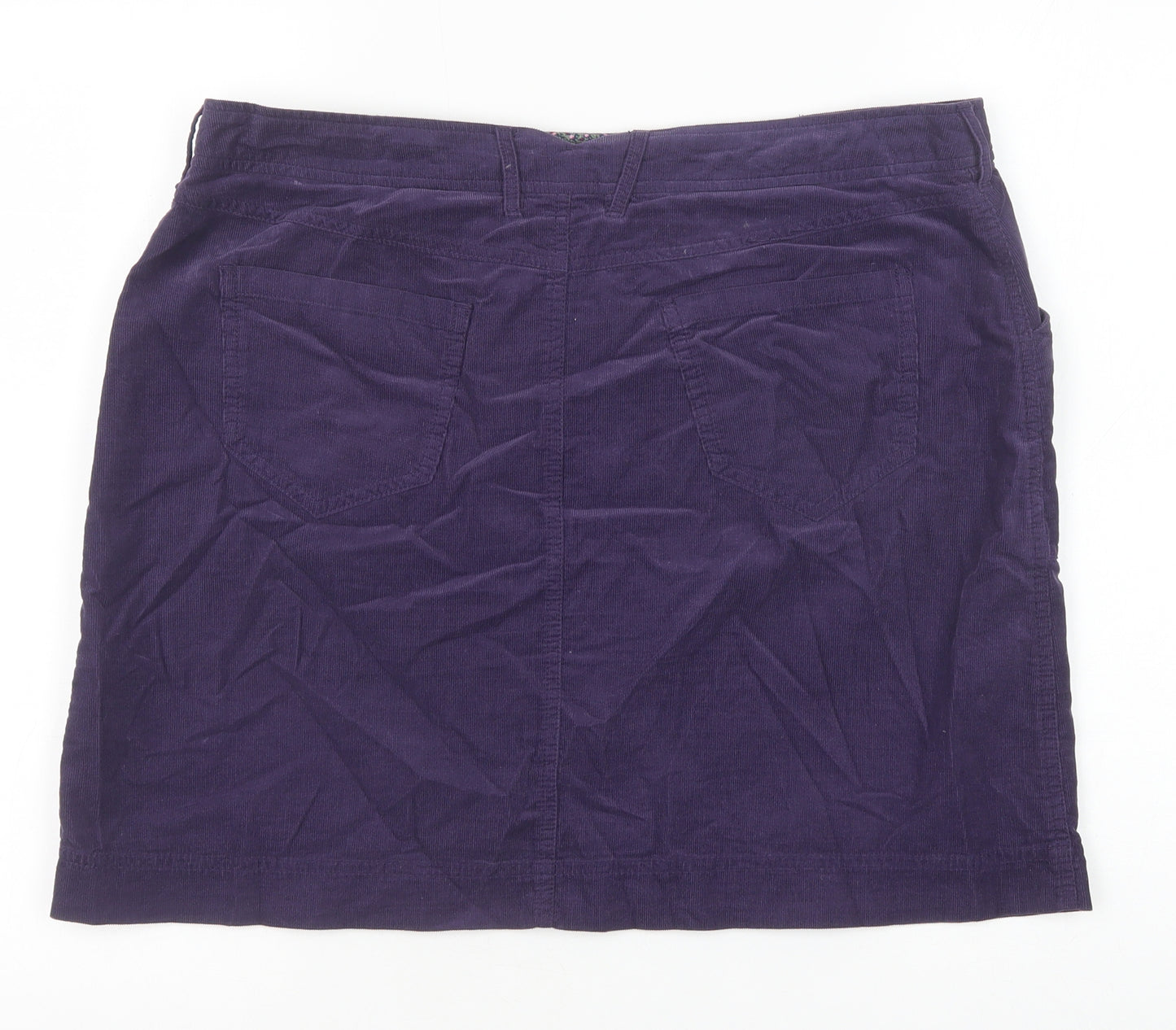 White Stuff Womens Purple Cotton Straight & Pencil Skirt Size 14 Zip