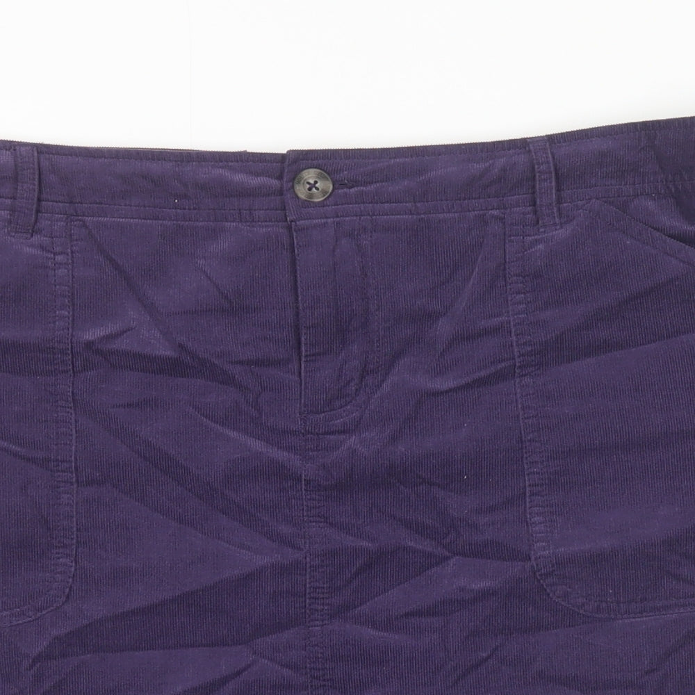 White Stuff Womens Purple Cotton Straight & Pencil Skirt Size 14 Zip
