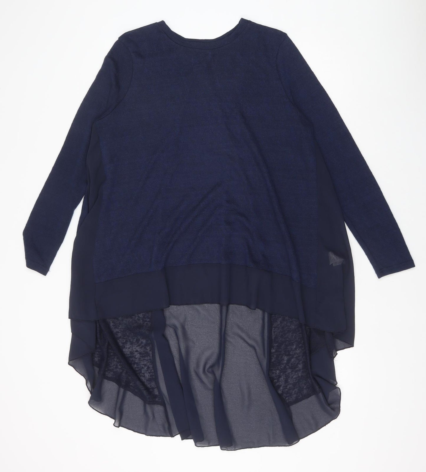 QED London Womens Blue Polyester Basic Blouse Size S Round Neck