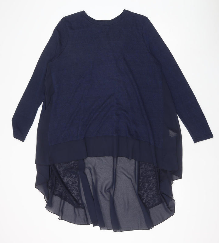 QED London Womens Blue Polyester Basic Blouse Size S Round Neck