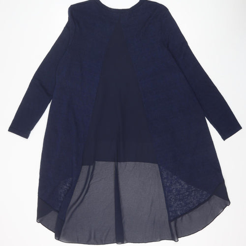 QED London Womens Blue Polyester Basic Blouse Size S Round Neck