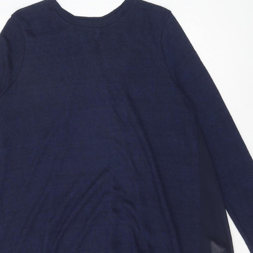 QED London Womens Blue Polyester Basic Blouse Size S Round Neck
