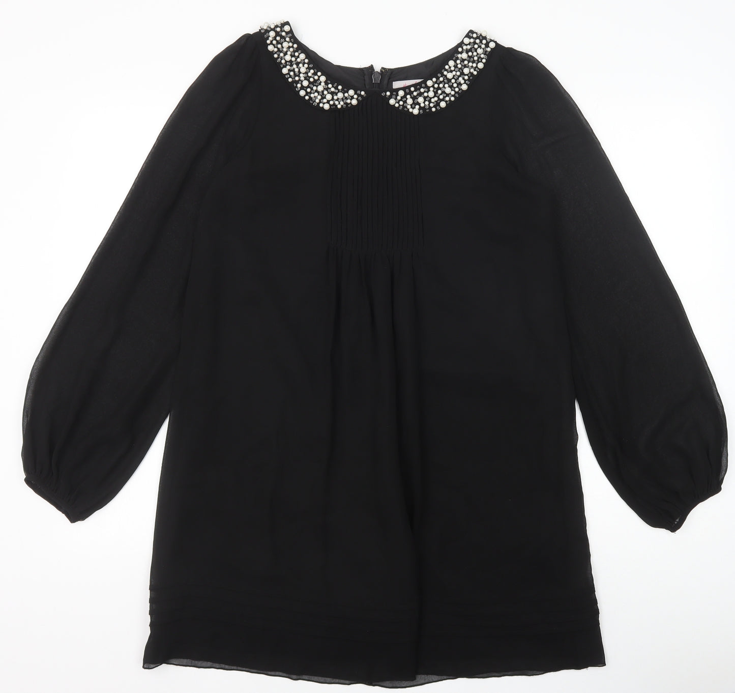 NEXT Womens Black Polyester Shift Size 10 Collared Zip