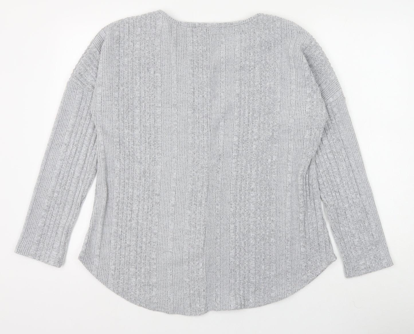 Preworn Womens Grey V-Neck Cotton Pullover Jumper Size S