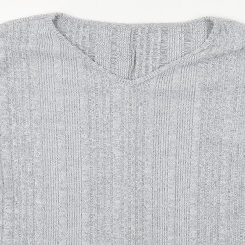 Preworn Womens Grey V-Neck Cotton Pullover Jumper Size S