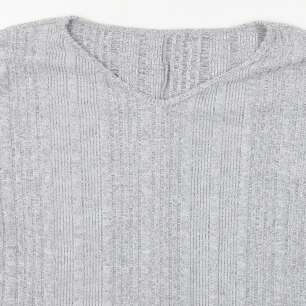 Preworn Womens Grey V-Neck Cotton Pullover Jumper Size S