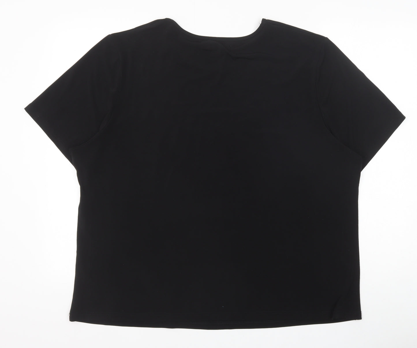 Heather Valley Womens Black Polyester Basic T-Shirt Size 26 Scoop Neck