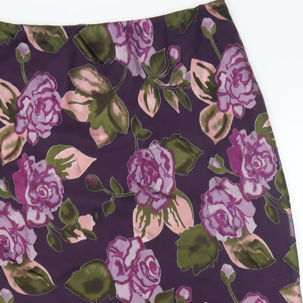 Penny Plain Womens Purple Floral Polyester Swing Skirt Size 26
