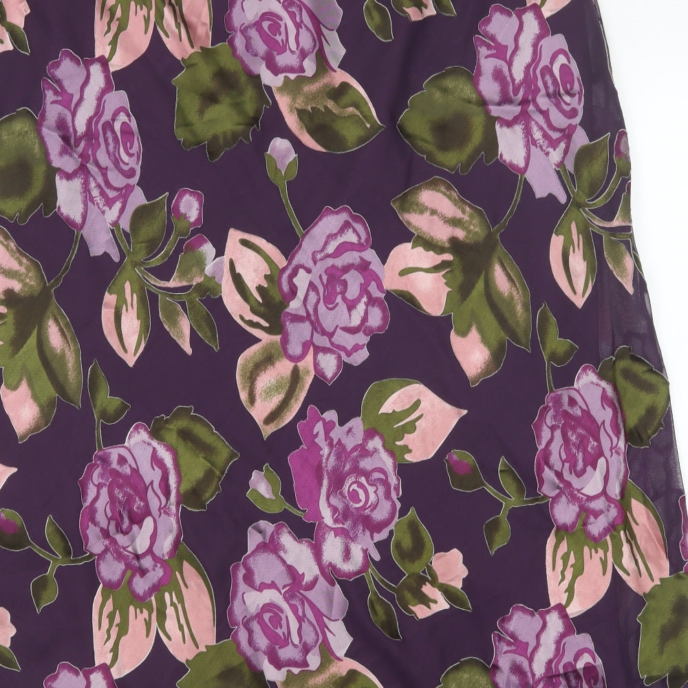 Penny Plain Womens Purple Floral Polyester Swing Skirt Size 26