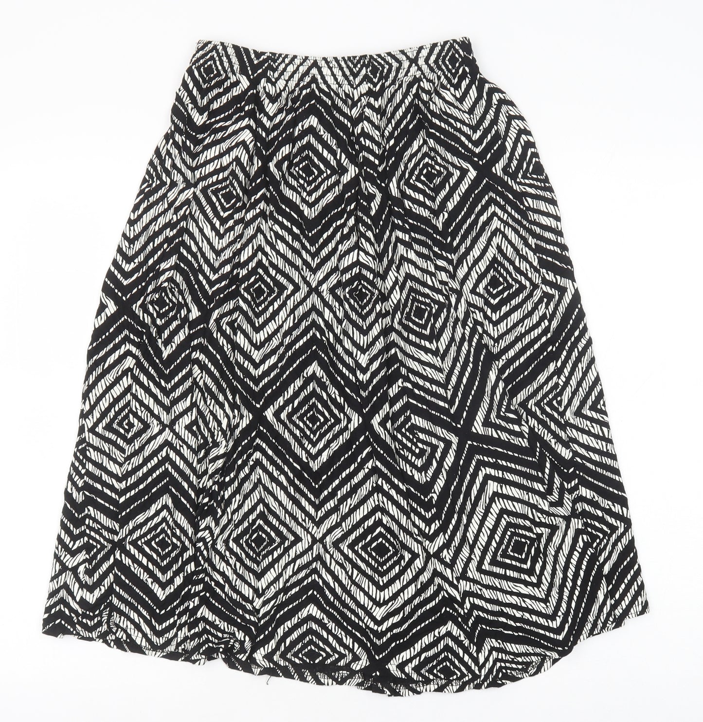 Preworn Womens Black Geometric Polyester Swing Skirt Size XL