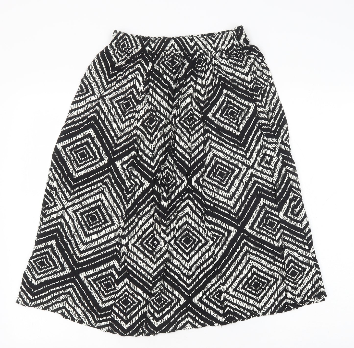 Preworn Womens Black Geometric Polyester Swing Skirt Size XL