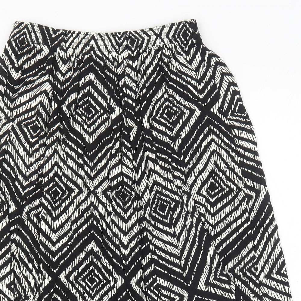 Preworn Womens Black Geometric Polyester Swing Skirt Size XL